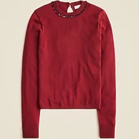 Carolyn embellished fitted crewneck sweater in merino wool/XL but fits like L - Picture 1 of 9